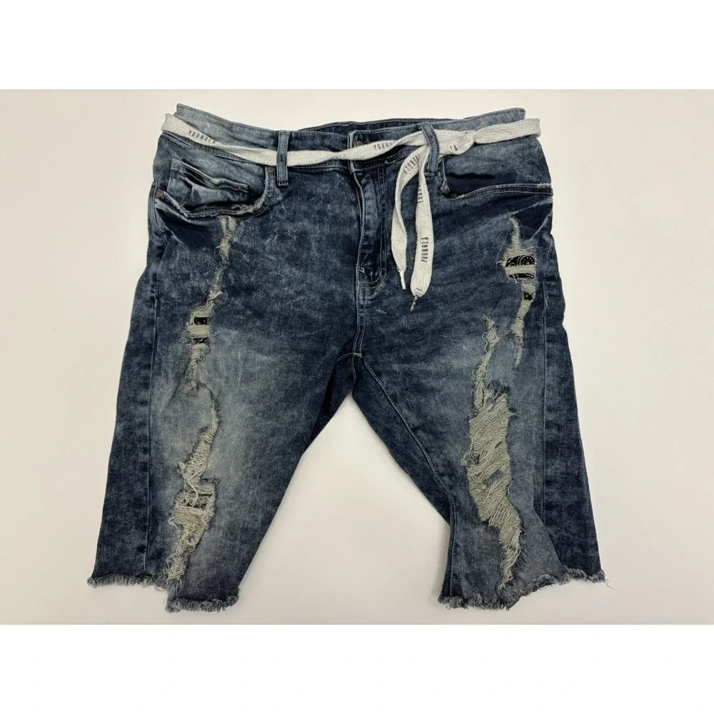 Men's Young LA Denim Shorts Jorts With Belt Holes Size 34
